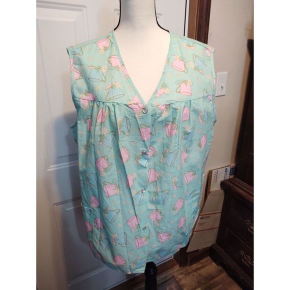 Moon‎ Dance Sleeveless Blouse Green & Pink Women's Size 2XL - Picture 2 of 5